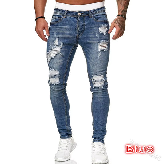 Ripped Mid Waist Skinny Pencil  Denim