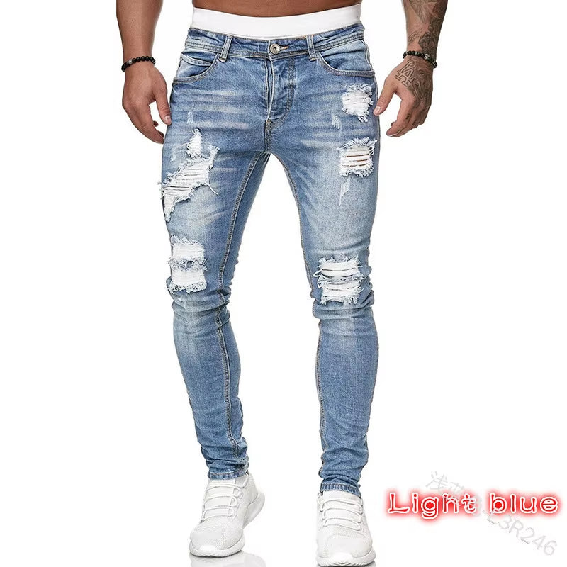 Ripped Mid Waist Skinny Pencil  Denim