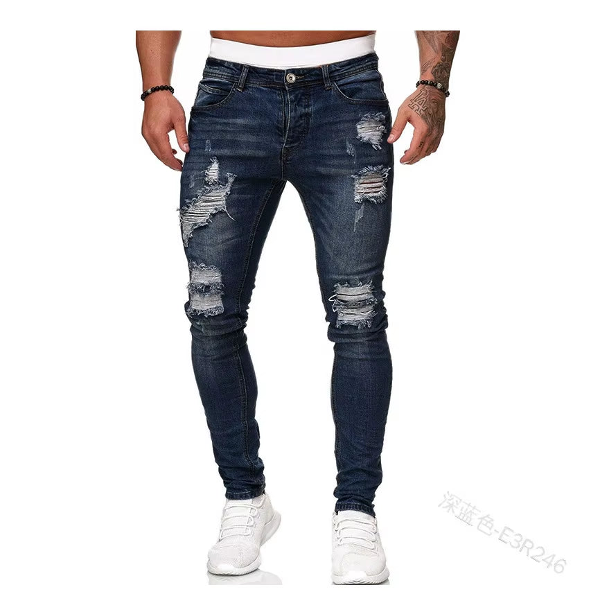 Ripped Mid Waist Skinny Pencil  Denim