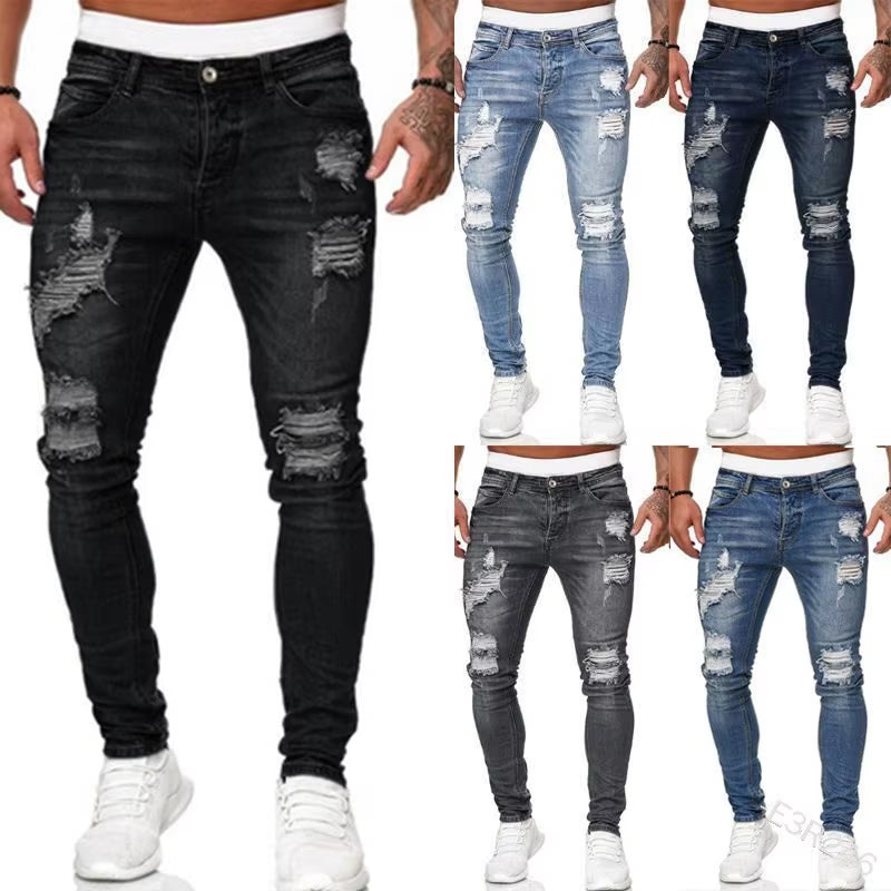 Ripped Mid Waist Skinny Pencil  Denim