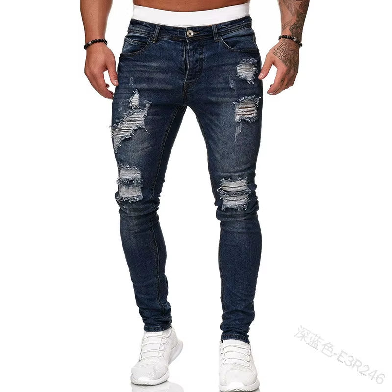 Ripped Mid Waist Skinny Pencil  Denim