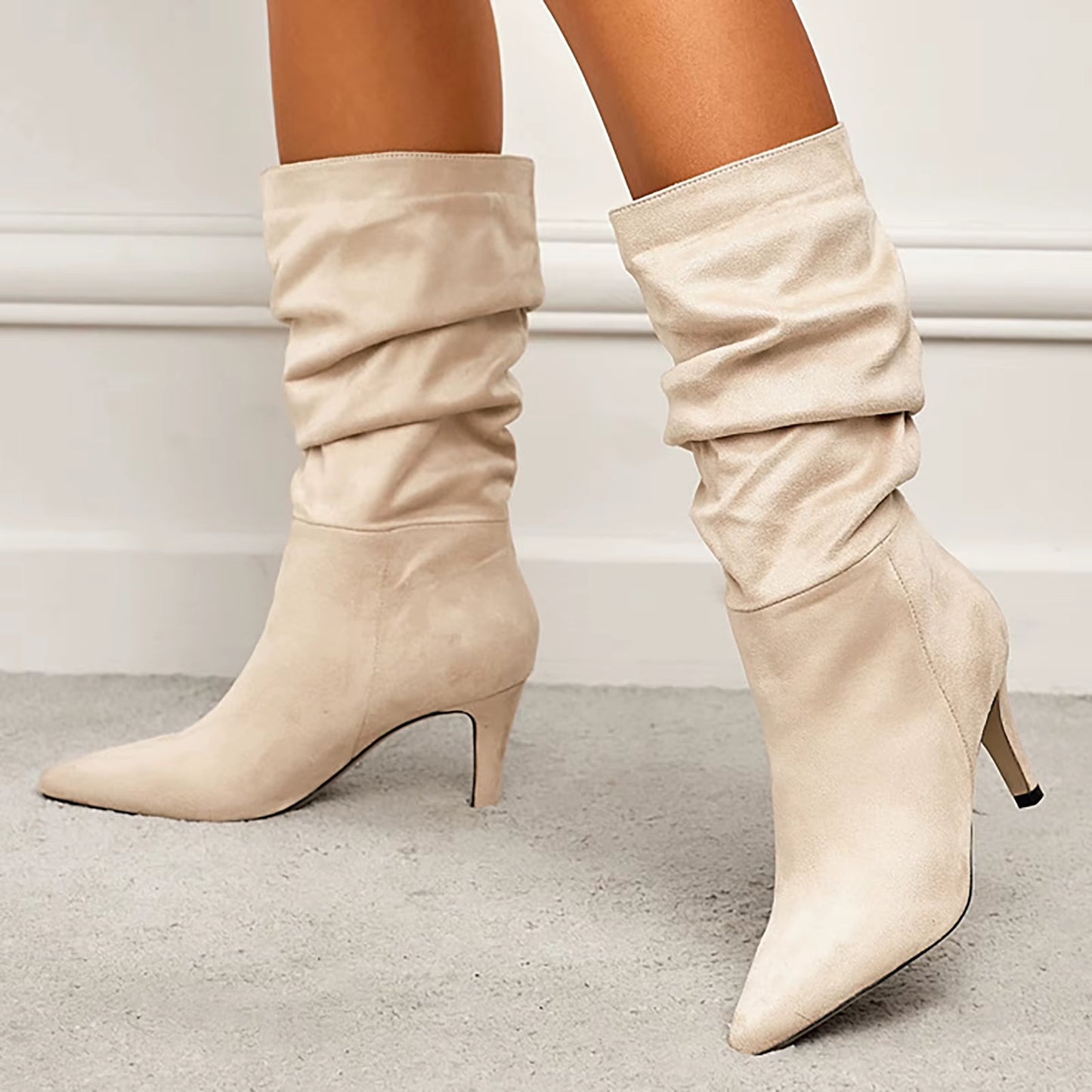 Fall High Suede Mid Heeled Boots 