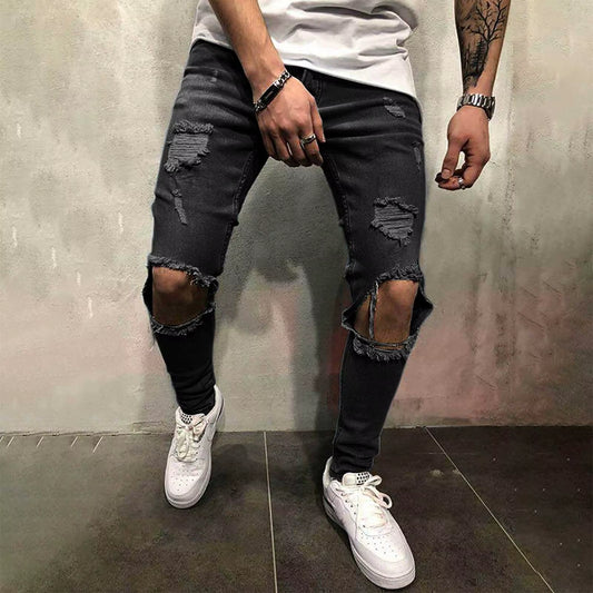 Knee Hole Ripped Stretch Skinny Denim