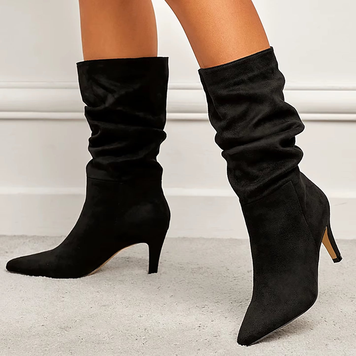 Fall High Suede Mid Heeled Boots 