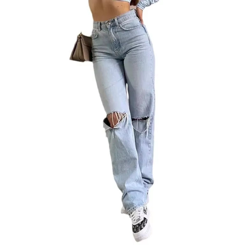 High-Waisted Straight-Leg Jeans 