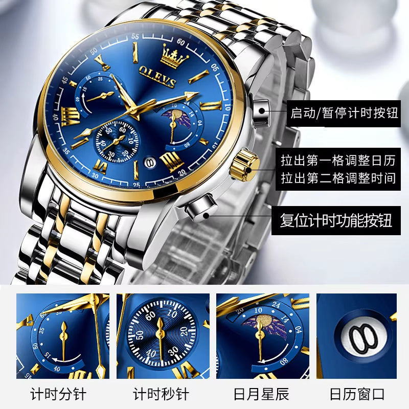  Moon Phase Quartz Watch for Men